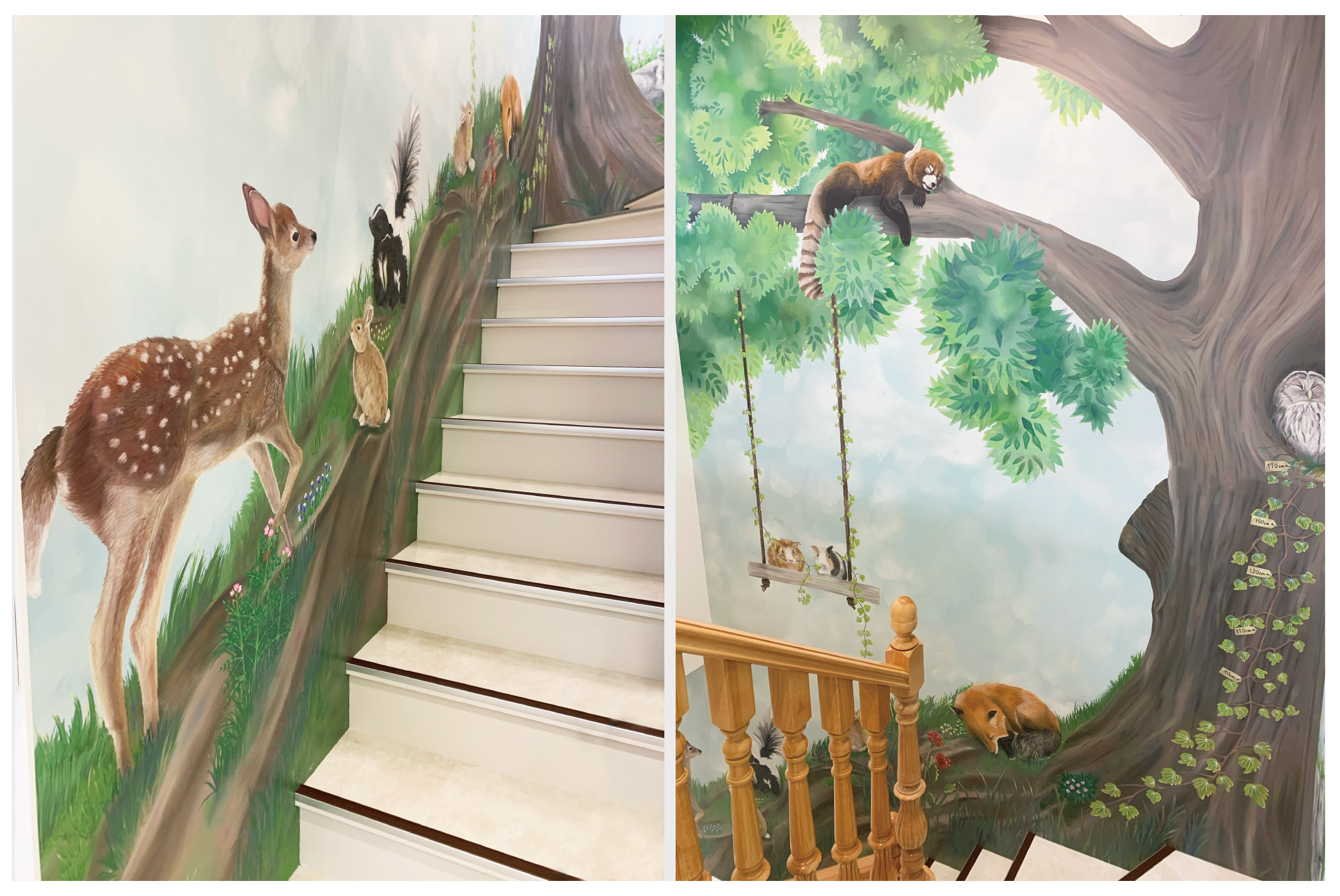 木の根で休む動物たちの壁紙の作品画像