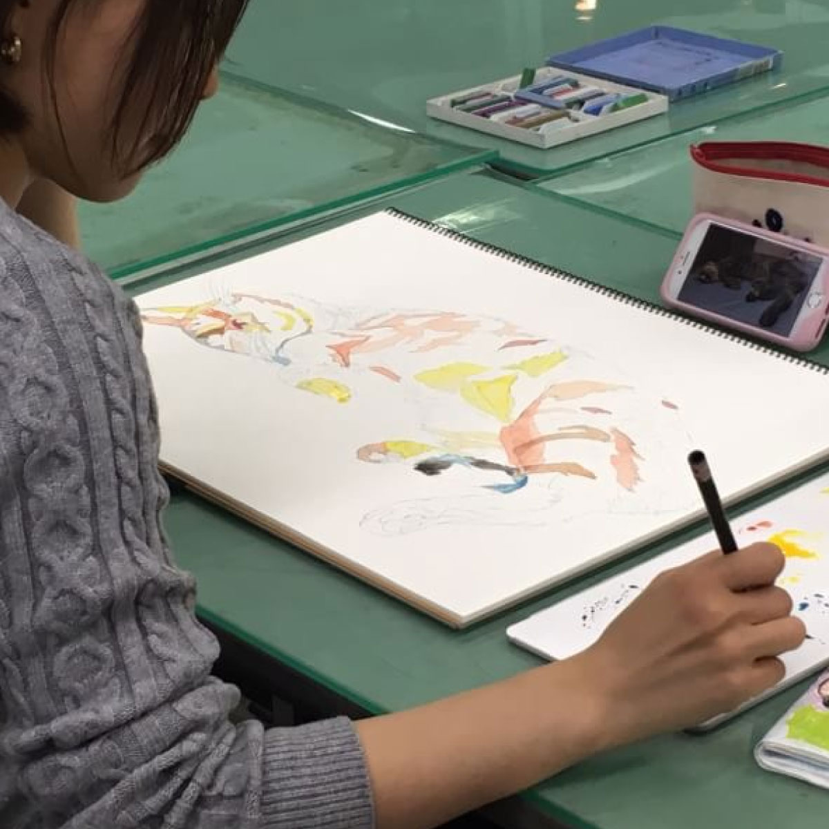 東京校定期授業レポート アートワーク イラストコースの授業レポート アナログ表現のクリエイション バンタンデザイン研究所 キャリアカレッジ